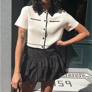 Oak + Fort Bubble Hem Mini Skirt